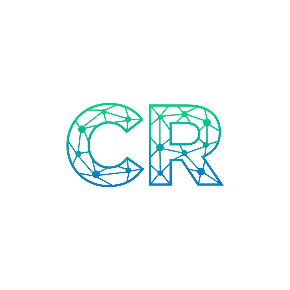 Abstract letter CR logo design with line dot connection for technology and digital business company. vector