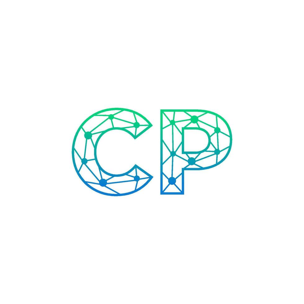 Abstract letter CP logo design with line dot connection for technology and digital business company. vector