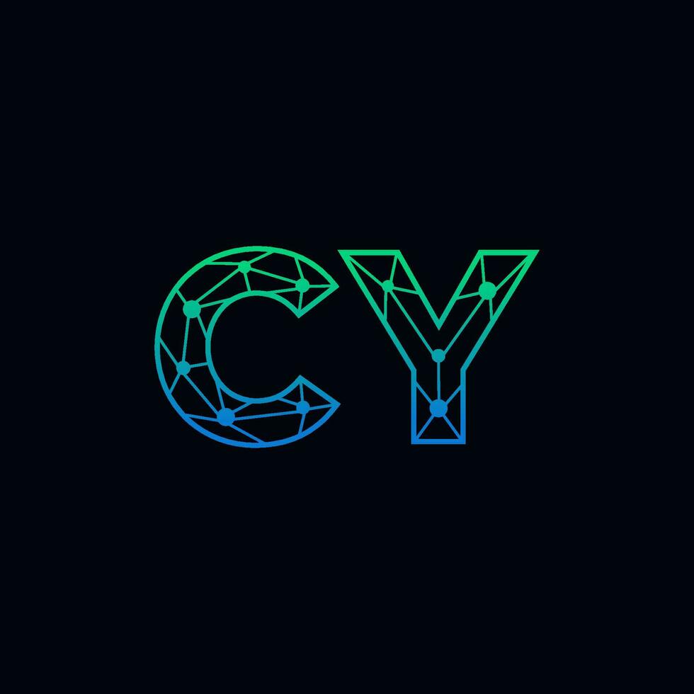 resumen letra cy logo diseño con línea punto conexión para tecnología y digital negocio compañía. vector