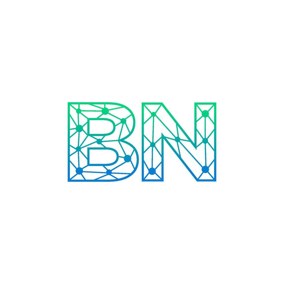 Abstract letter BN logo design with line dot connection for technology and digital business company. vector