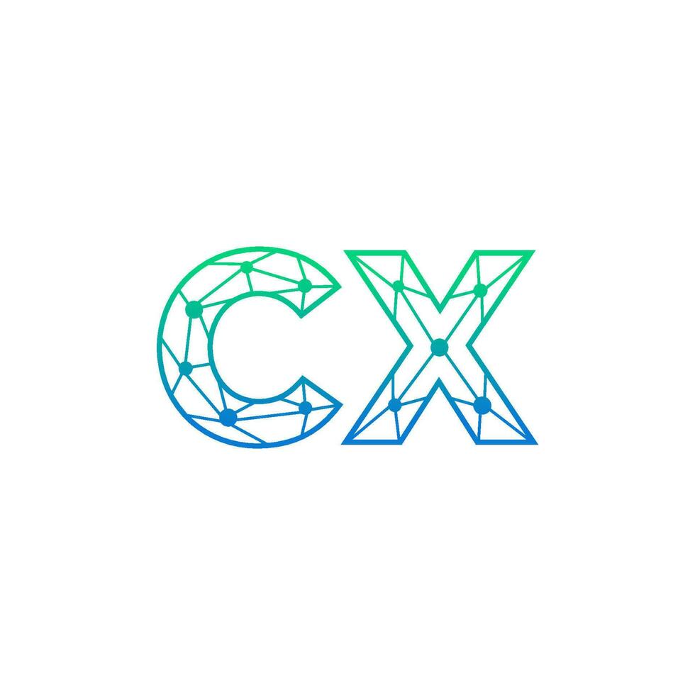 resumen letra cx logo diseño con línea punto conexión para tecnología y digital negocio compañía. vector