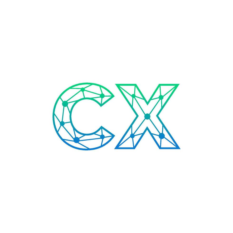 Abstract letter CX logo design with line dot connection for technology and digital business company. vector