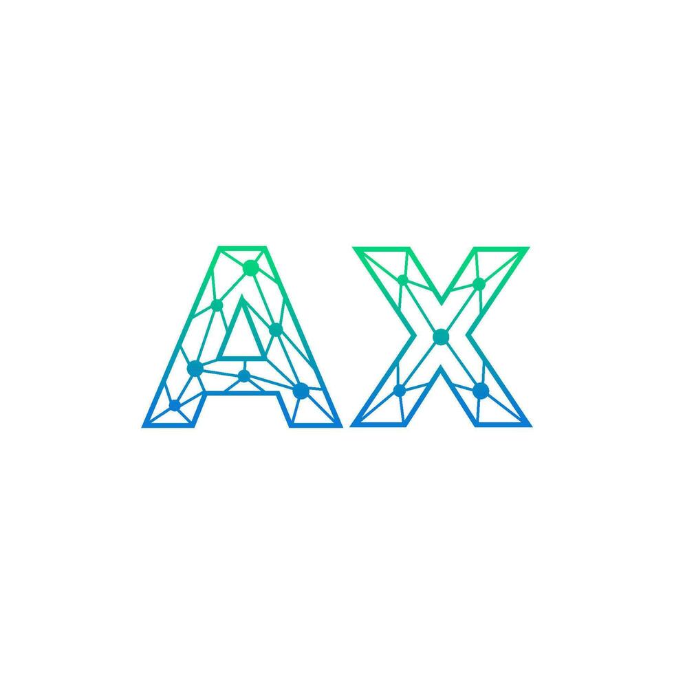 Abstract letter AX logo design with line dot connection for technology and digital business company. vector