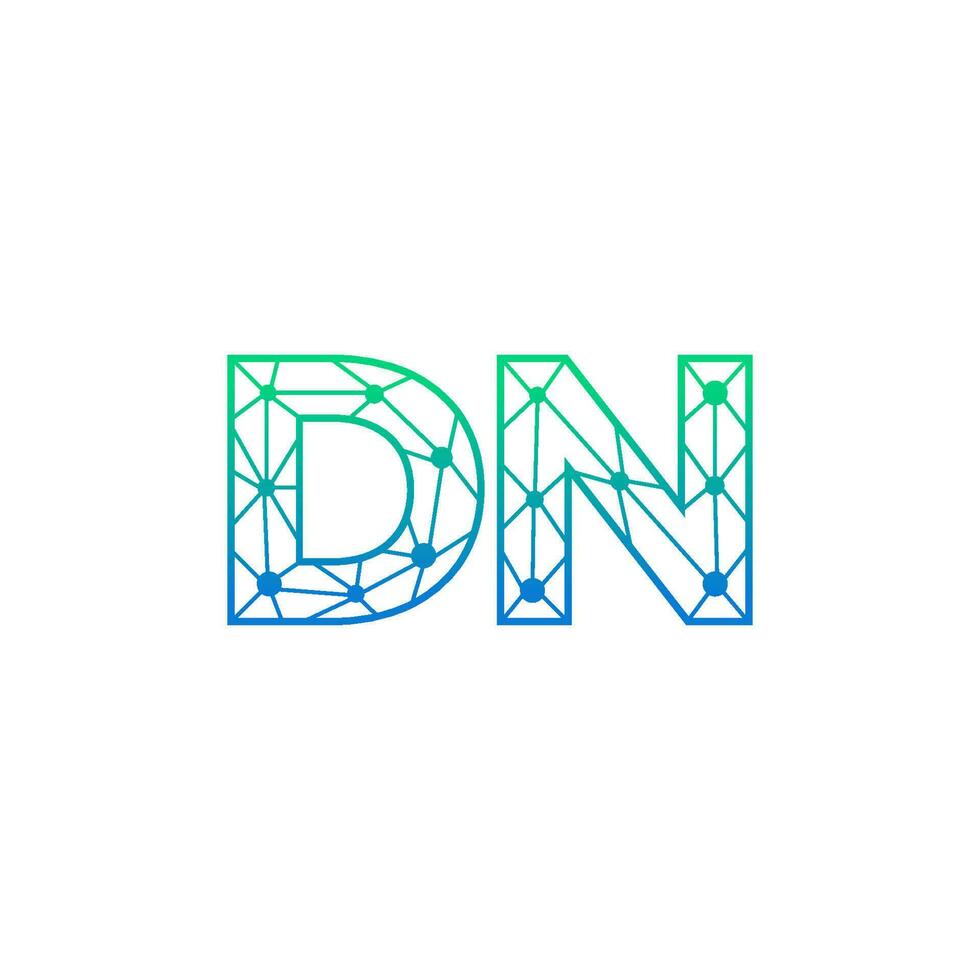 Abstract letter DN logo design with line dot connection for technology and digital business company. vector