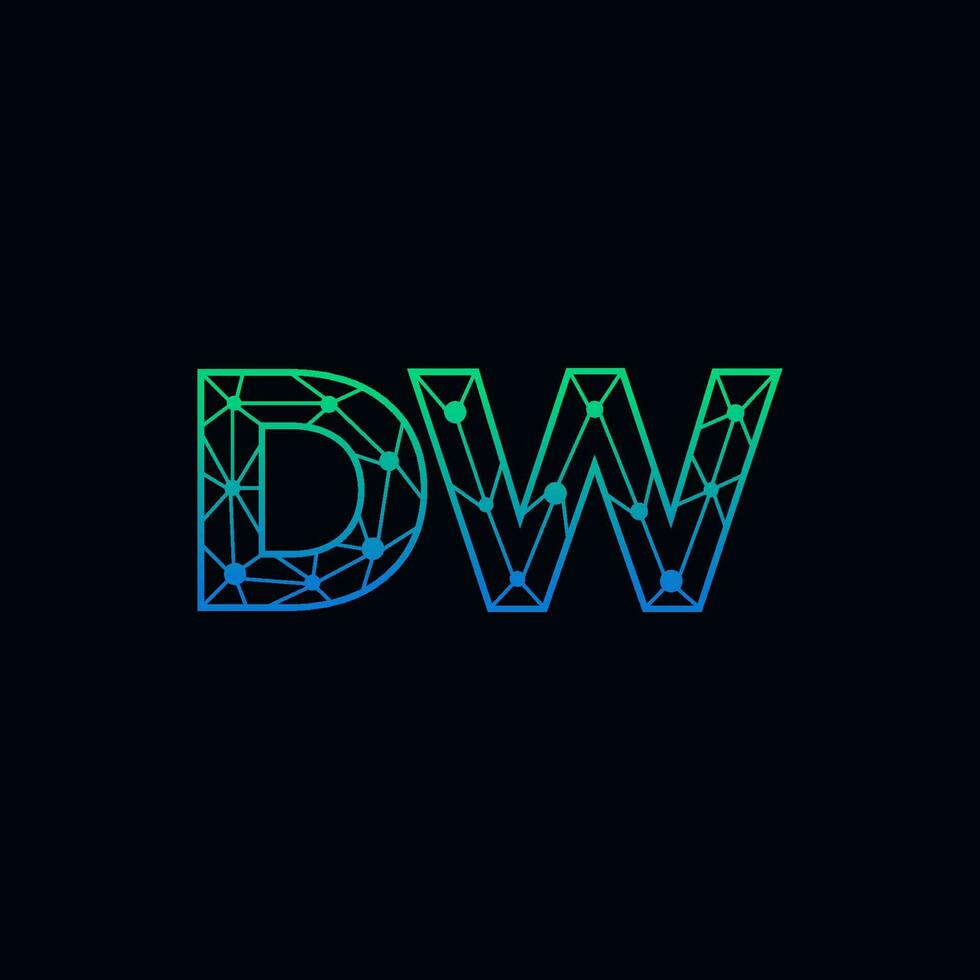 resumen letra dw logo diseño con línea punto conexión para tecnología y digital negocio compañía. vector