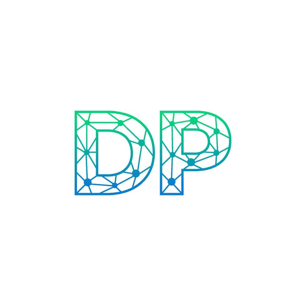 Abstract letter DP logo design with line dot connection for technology and digital business company. vector