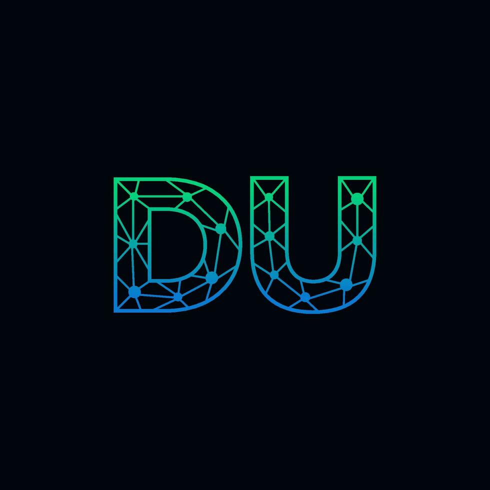 Abstract letter DU logo design with line dot connection for technology and digital business company. vector