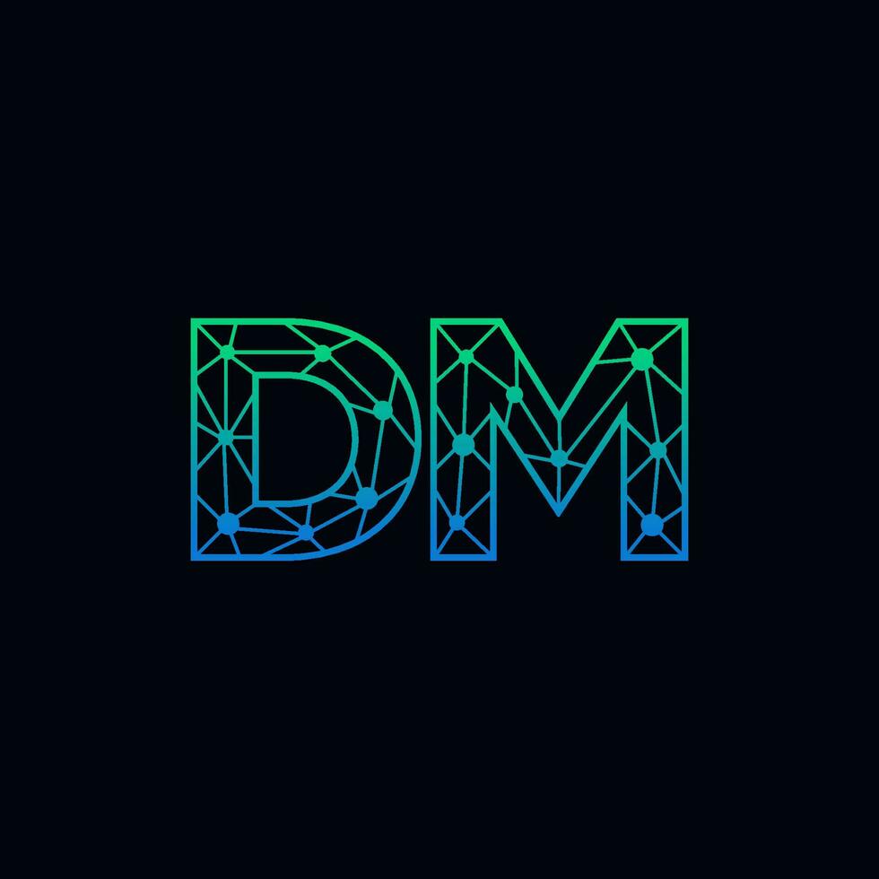 Abstract letter DM logo design with line dot connection for technology and digital business company. vector