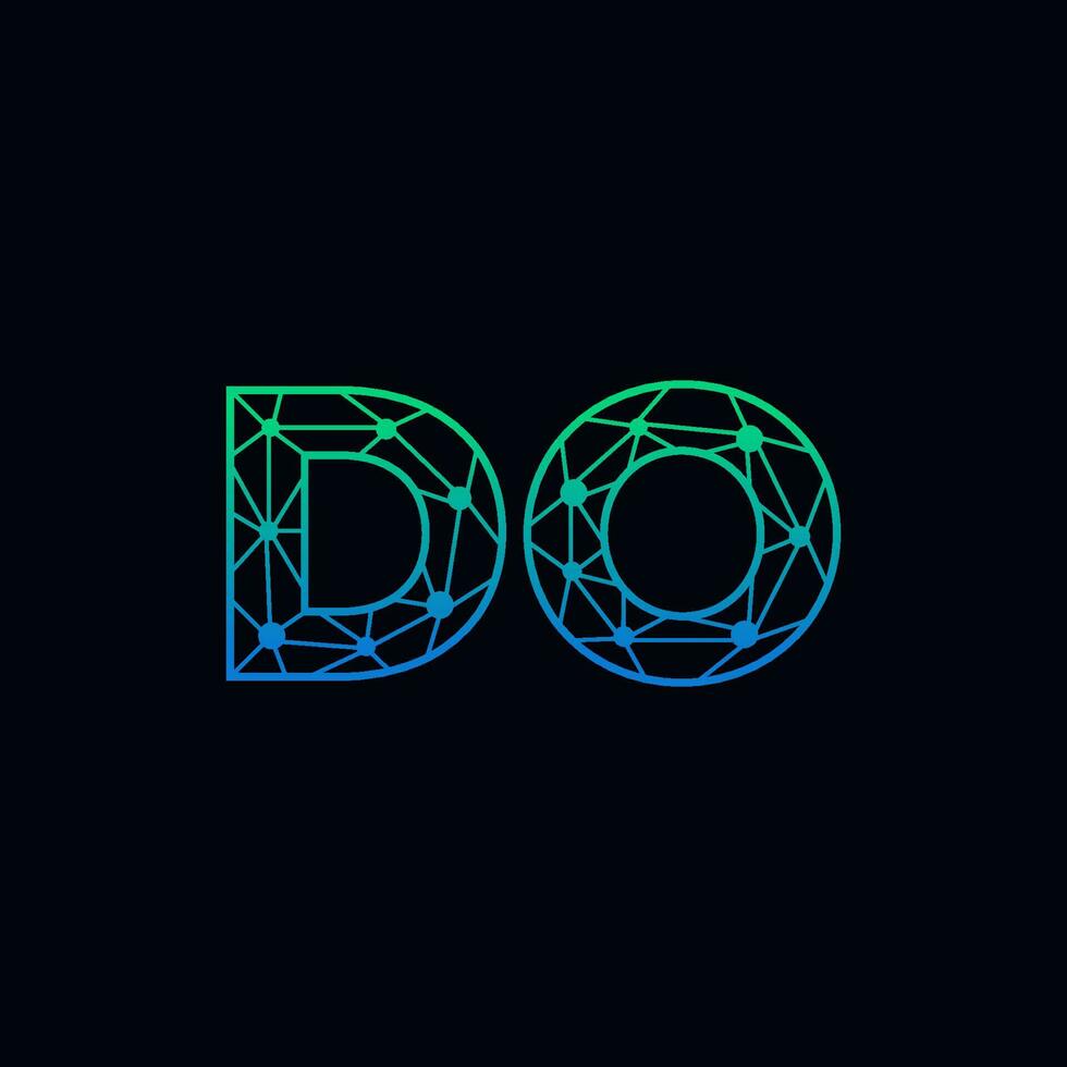 Abstract letter DO logo design with line dot connection for technology and digital business company. vector
