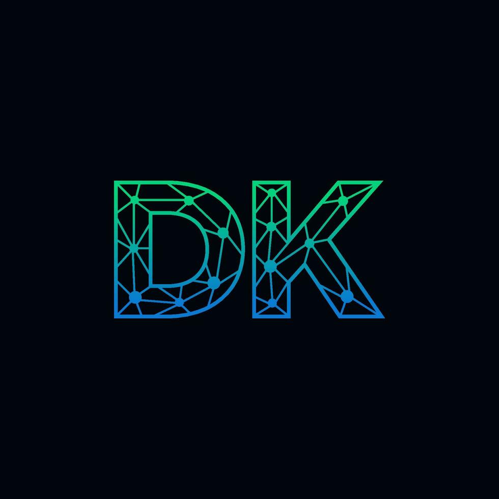 Abstract letter DK  logo design with line dot connection for technology and digital business company. vector