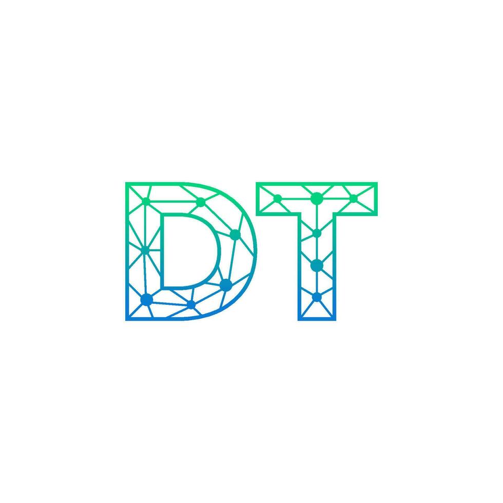 Abstract letter DT logo design with line dot connection for technology and digital business company. vector