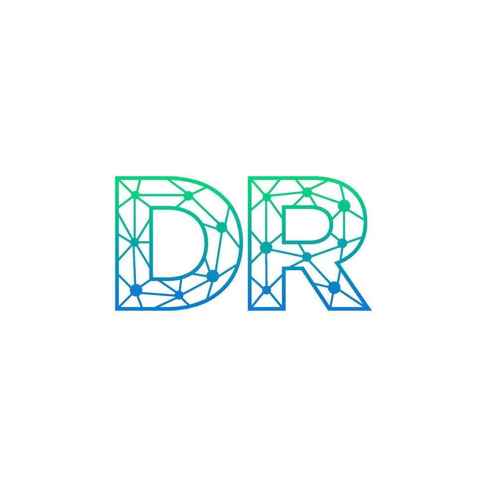 Abstract letter DR logo design with line dot connection for technology and digital business company. vector