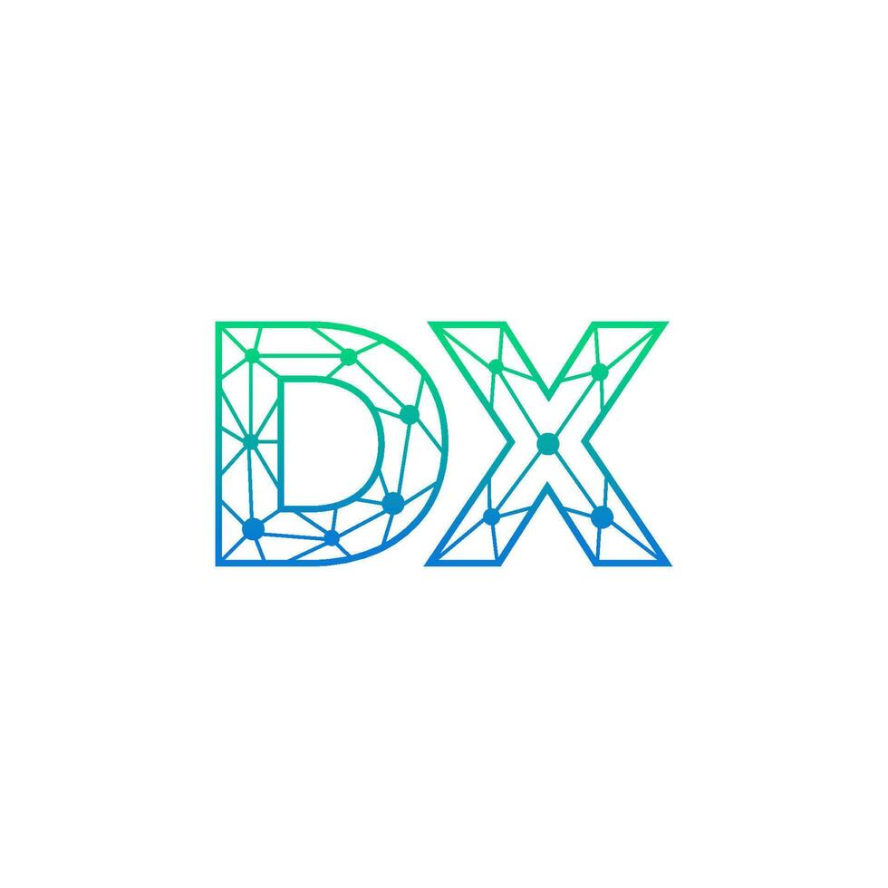 Abstract letter DX logo design with line dot connection for technology and digital business company. vector