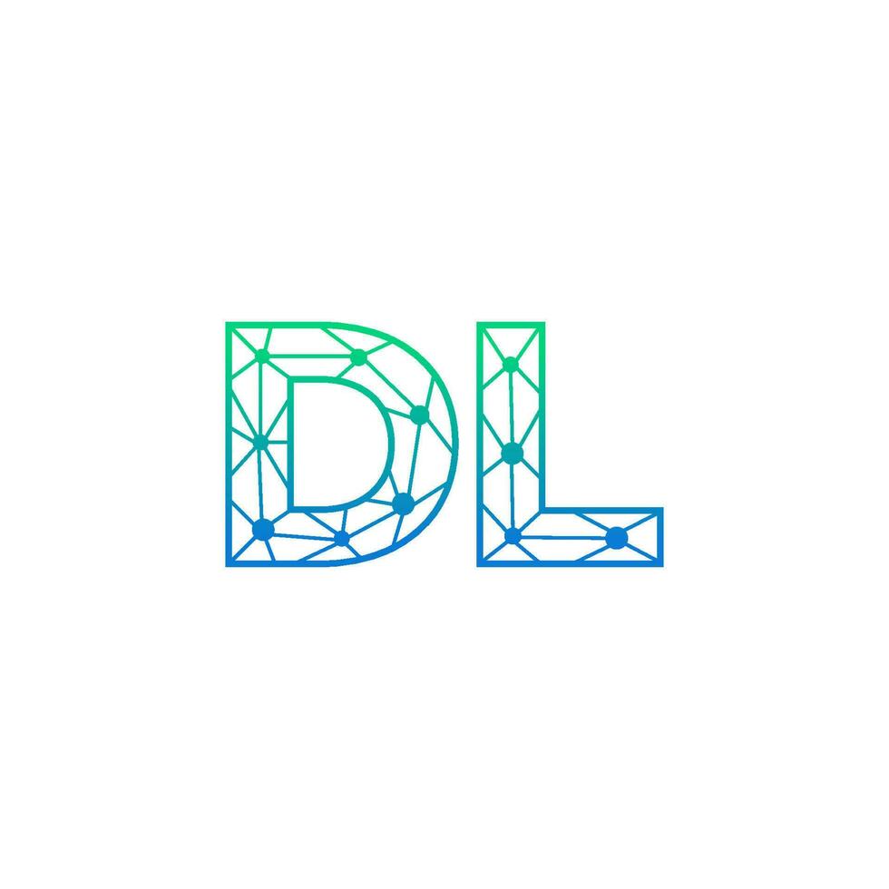 Abstract letter DL logo design with line dot connection for technology and digital business company. vector