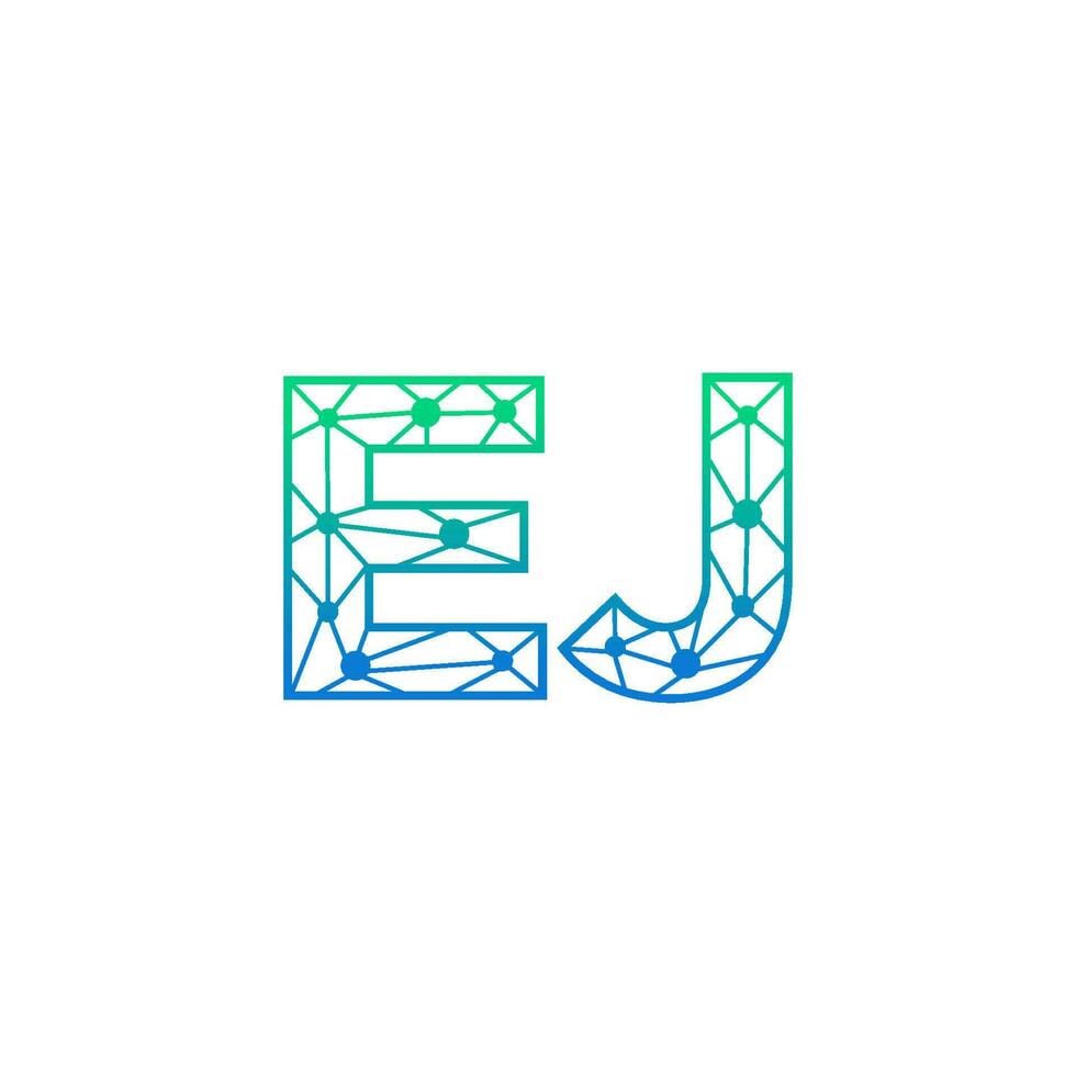 resumen letra ej logo diseño con línea punto conexión para tecnología y digital negocio compañía. vector