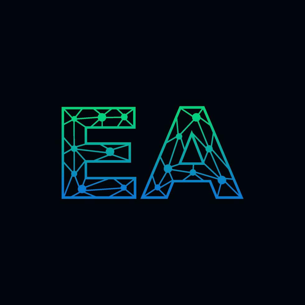 Abstract letter EA logo design with line dot connection for technology and digital business company. vector