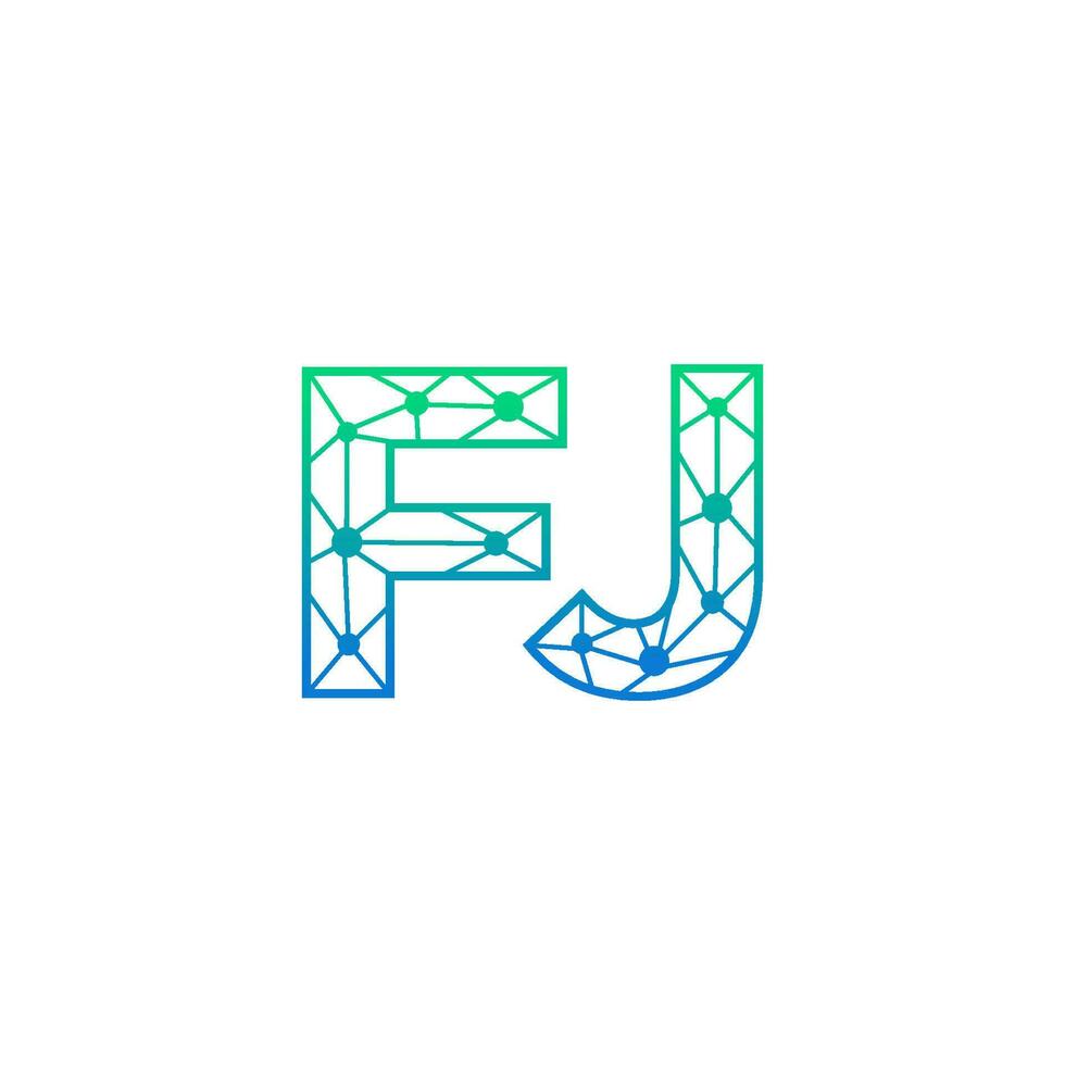 Abstract letter FJ logo design with line dot connection for technology and digital business company. vector