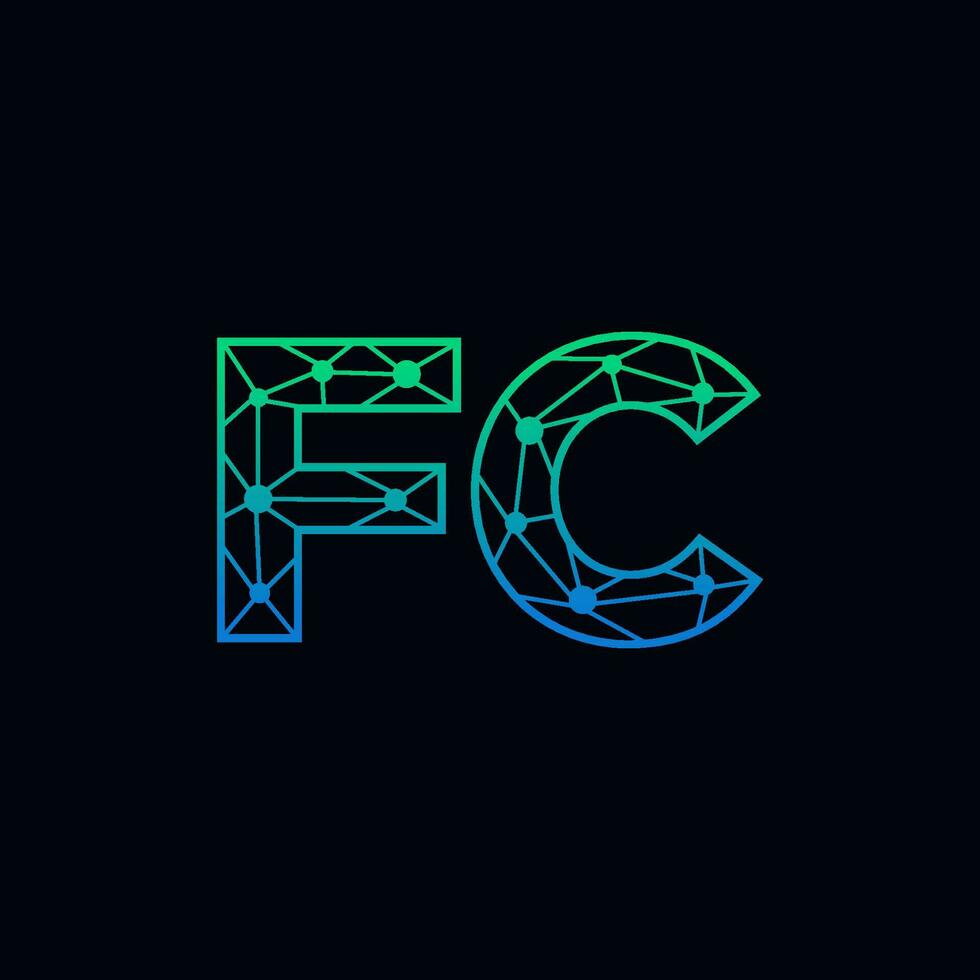 Abstract letter FC logo design with line dot connection for technology and digital business company. vector