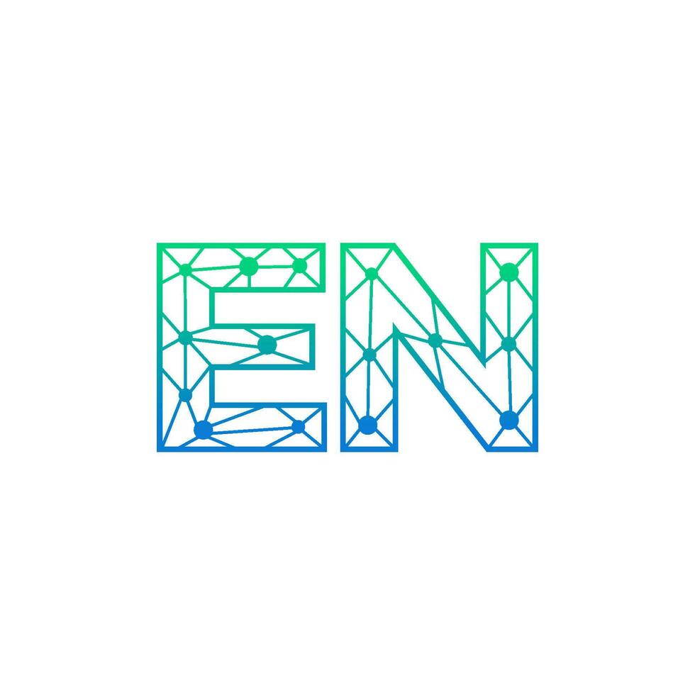 Abstract letter EN logo design with line dot connection for technology and digital business company. vector