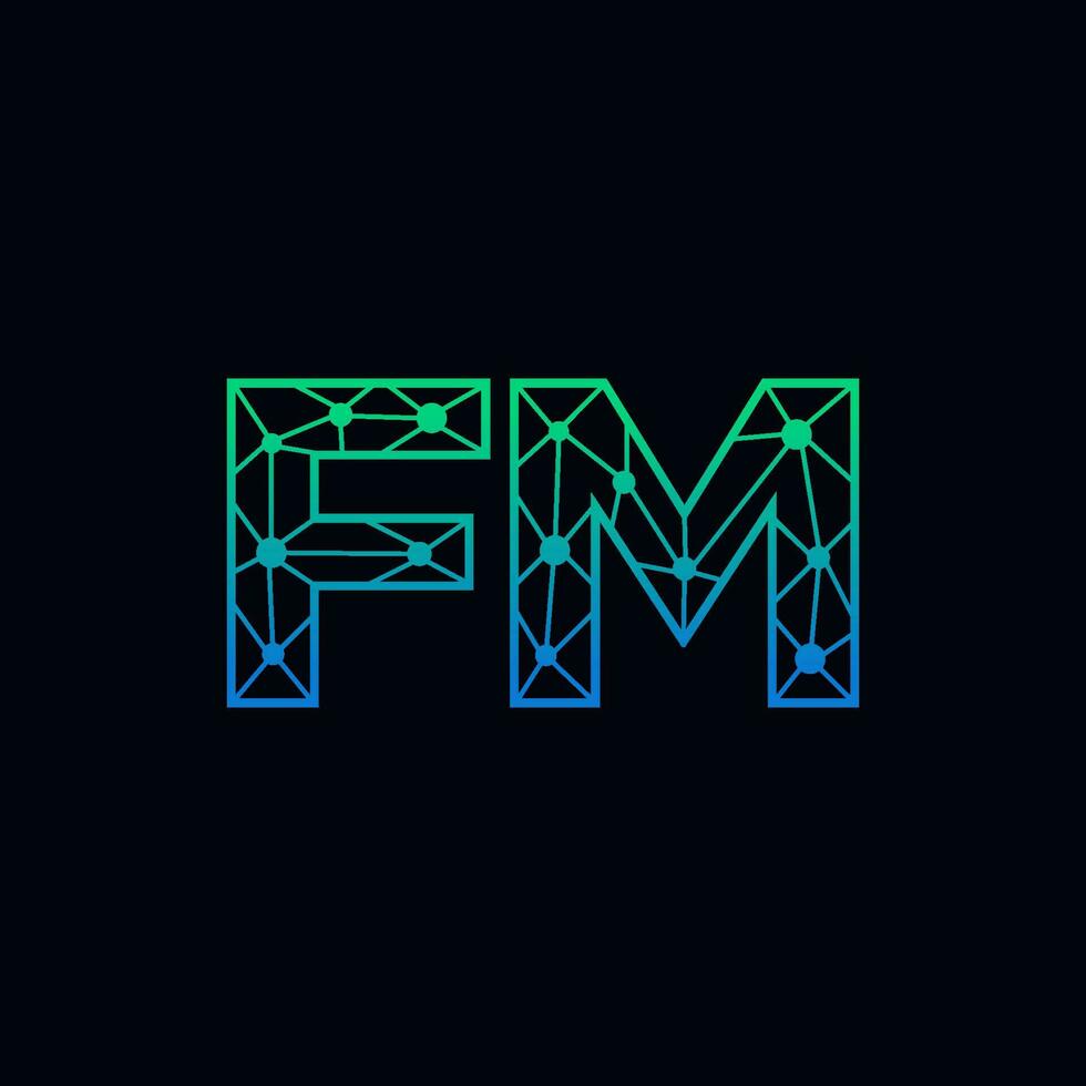 Abstract letter FM logo design with line dot connection for technology and digital business company. vector