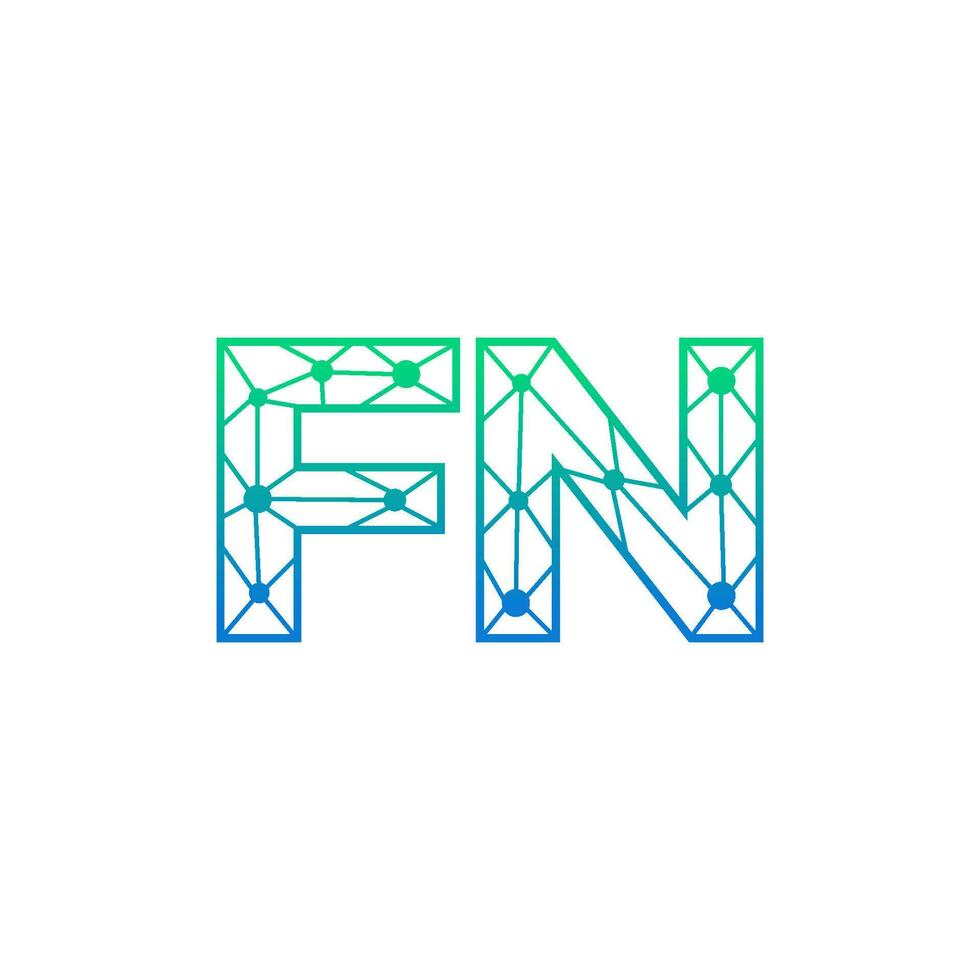 Abstract letter FN logo design with line dot connection for technology and digital business company. vector