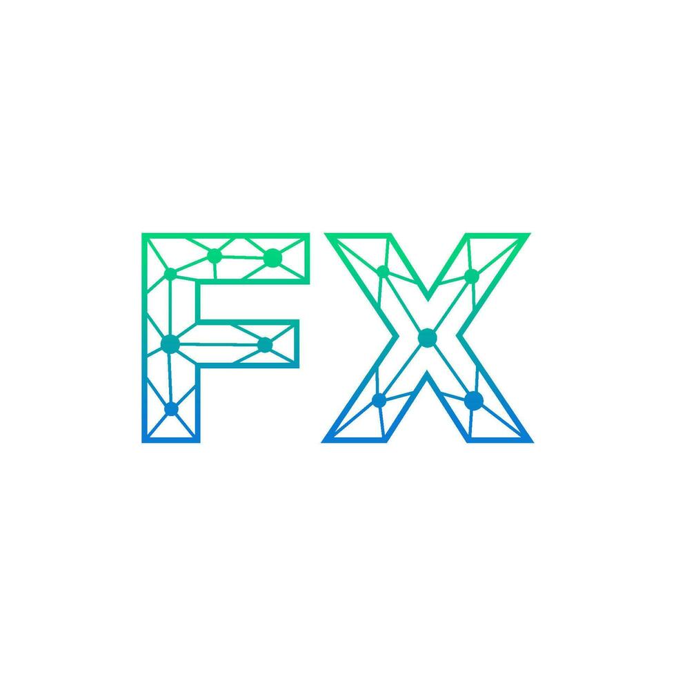 Abstract letter FX logo design with line dot connection for technology and digital business company. vector
