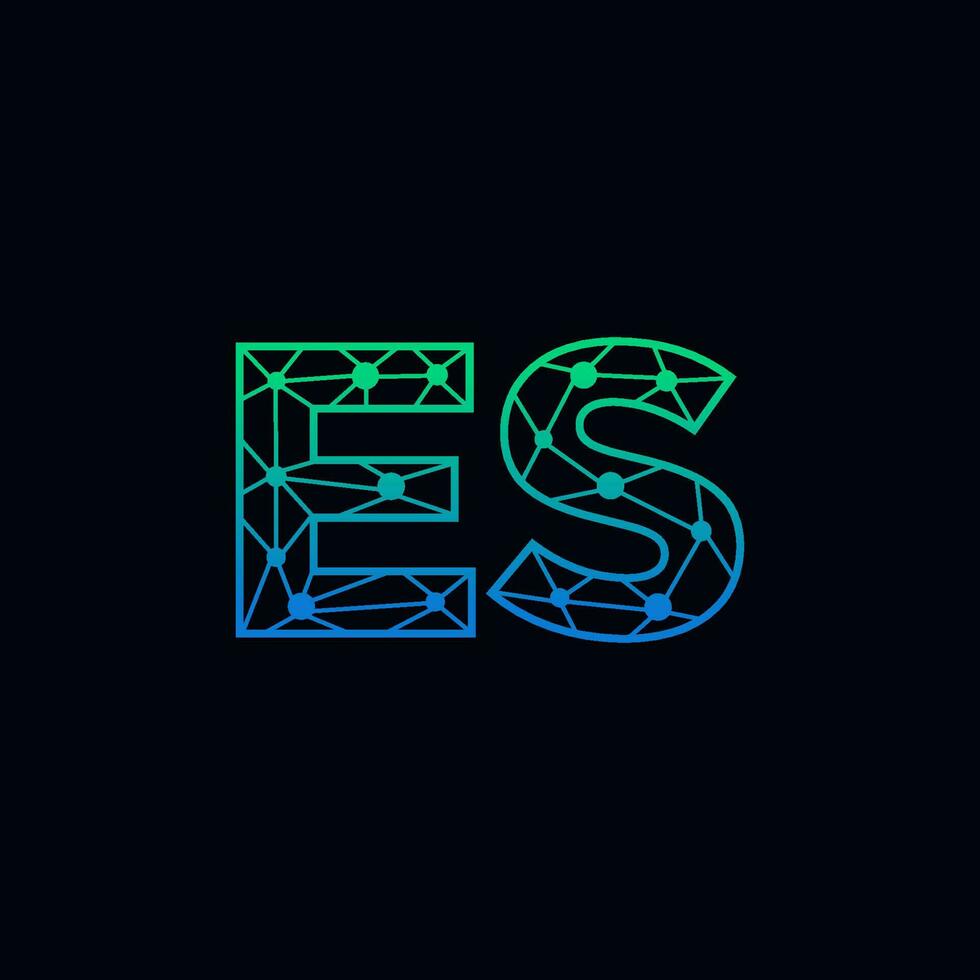 Abstract letter ES logo design with line dot connection for technology and digital business company. vector