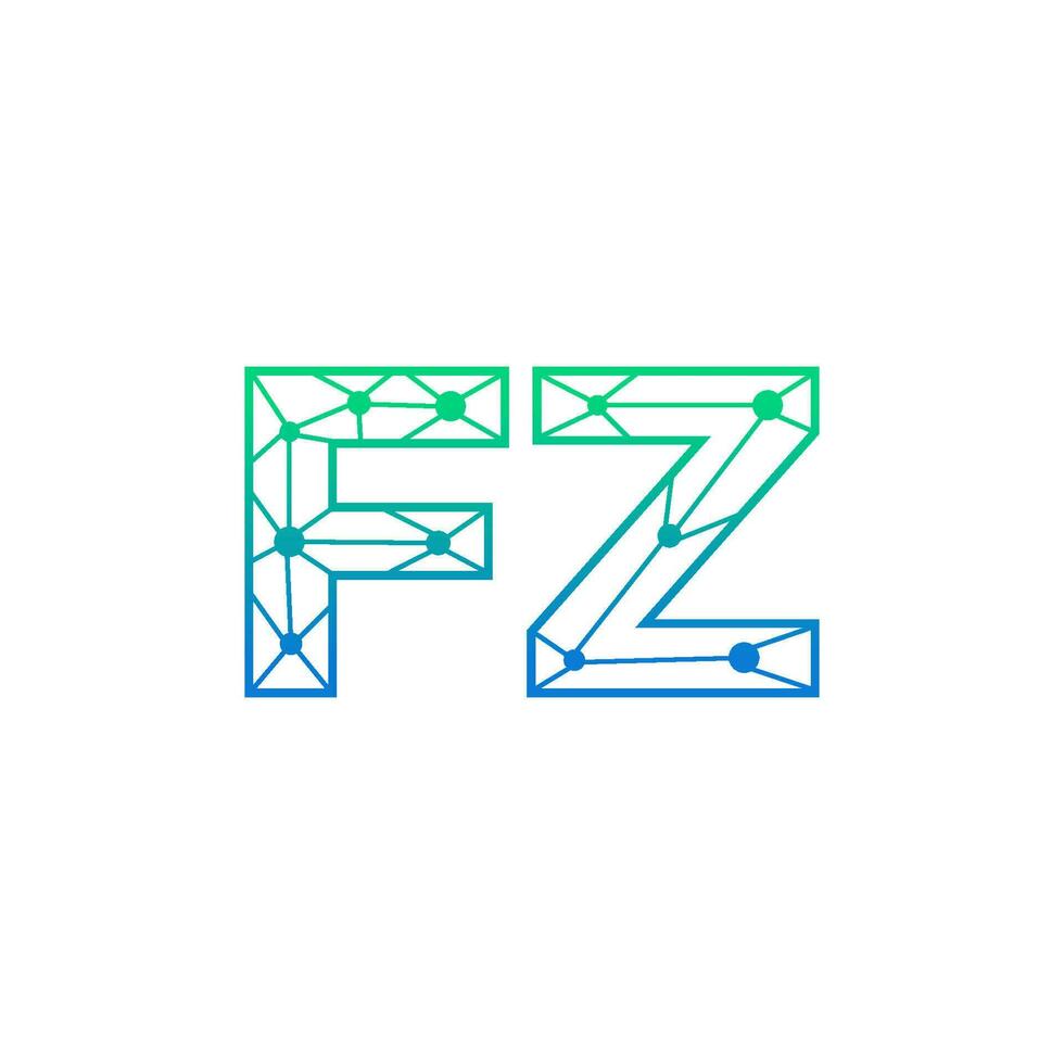 Abstract letter FZ logo design with line dot connection for technology and digital business company. vector