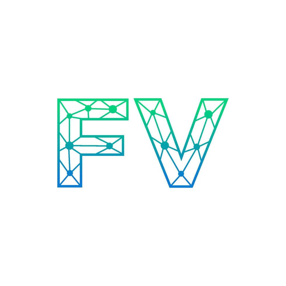 Abstract letter FV logo design with line dot connection for technology and digital business company. vector