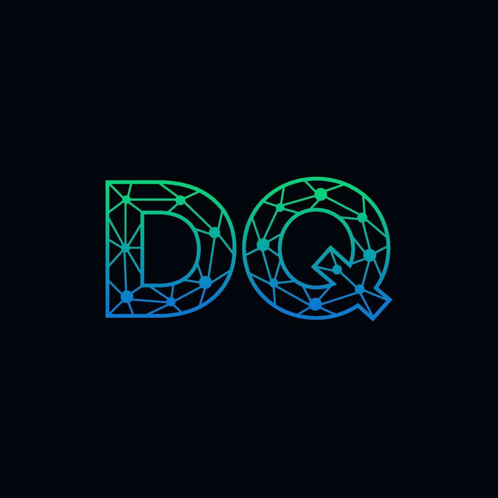 Abstract letter DQ logo design with line dot connection for technology and digital business company. vector