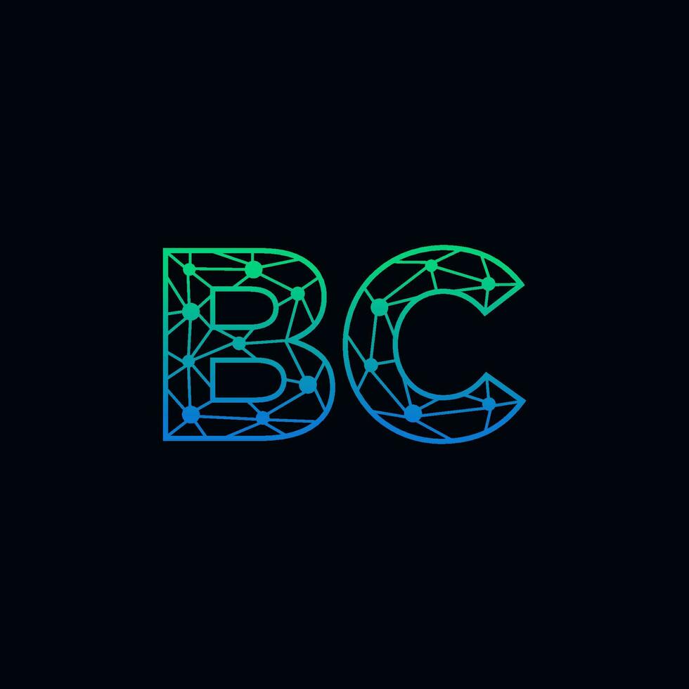 Abstract letter BC logo design with line dot connection for technology and digital business company. vector