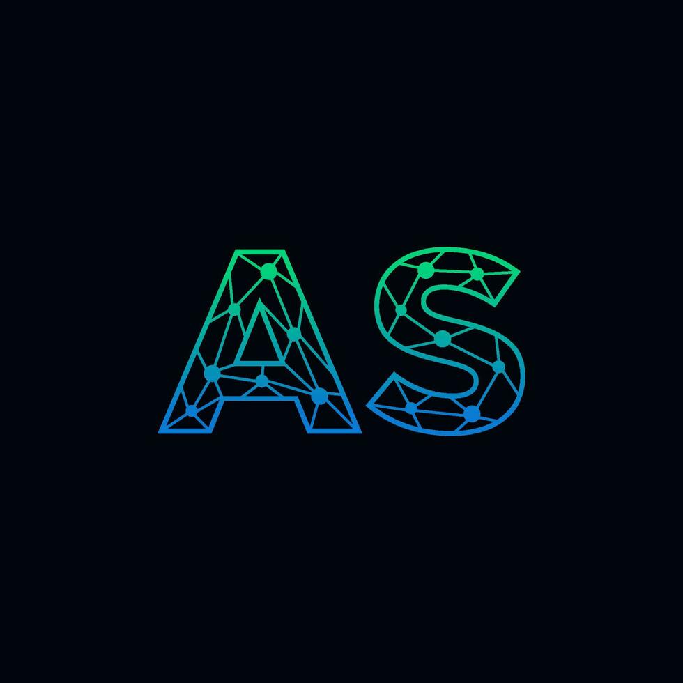 Abstract letter AS logo design with line dot connection for technology and digital business company. vector