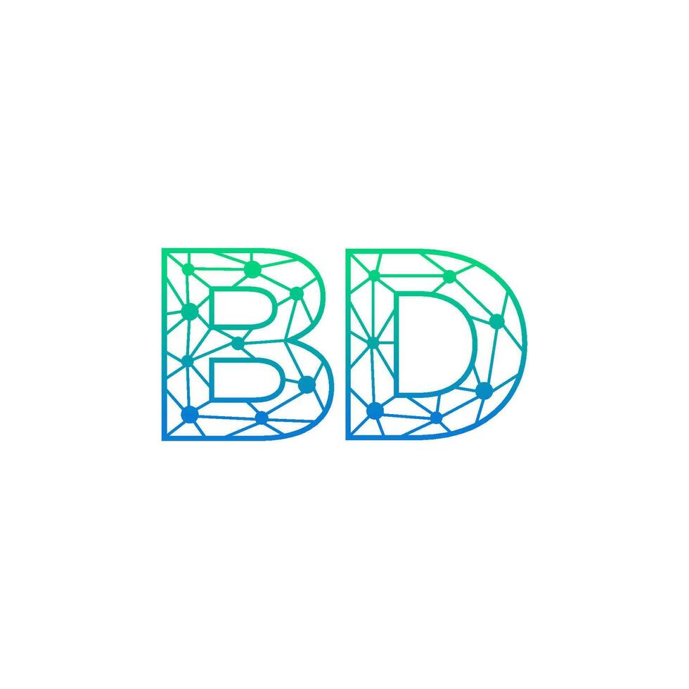 Abstract letter BD logo design with line dot connection for technology and digital business company. vector