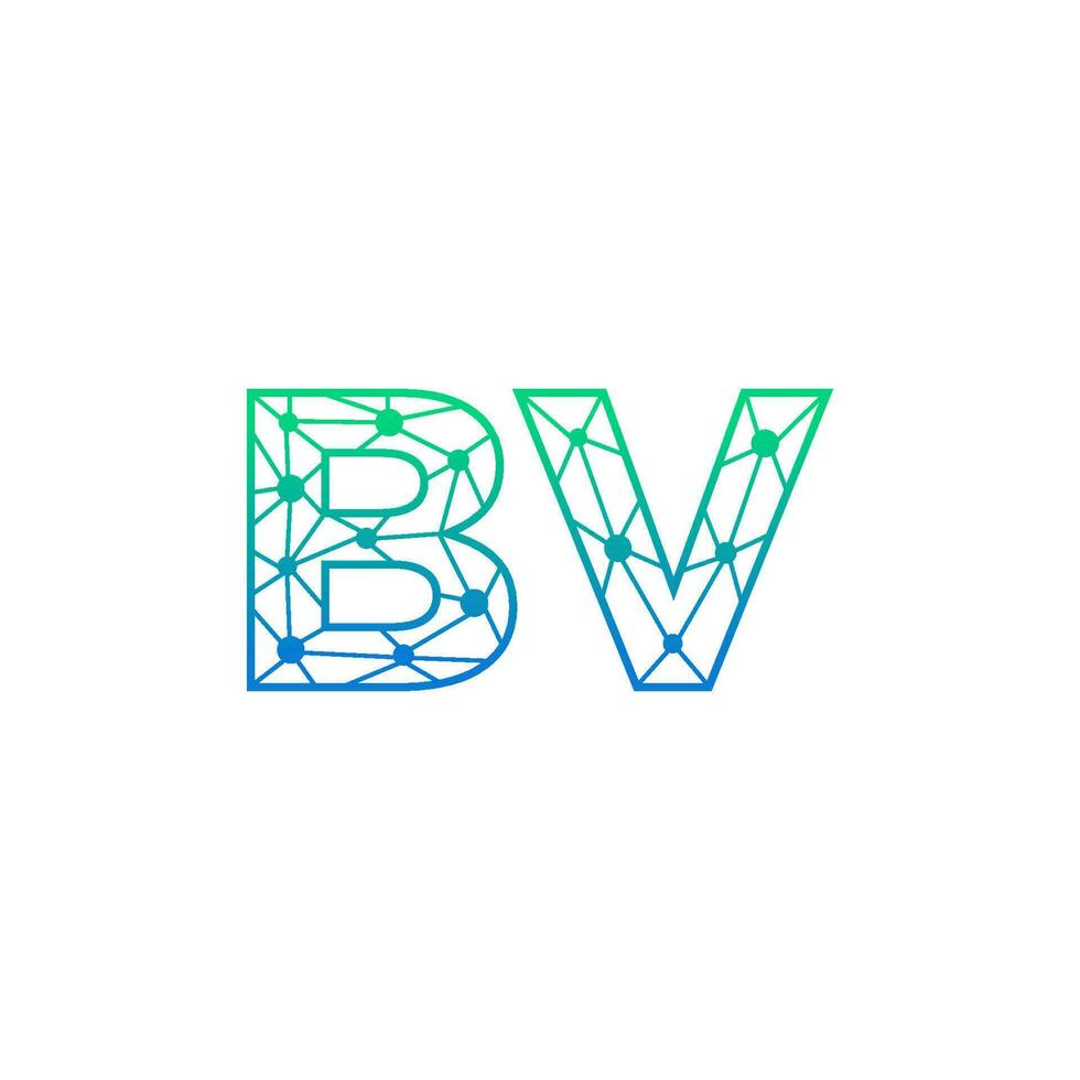 Abstract letter BV logo design with line dot connection for technology and digital business company. vector