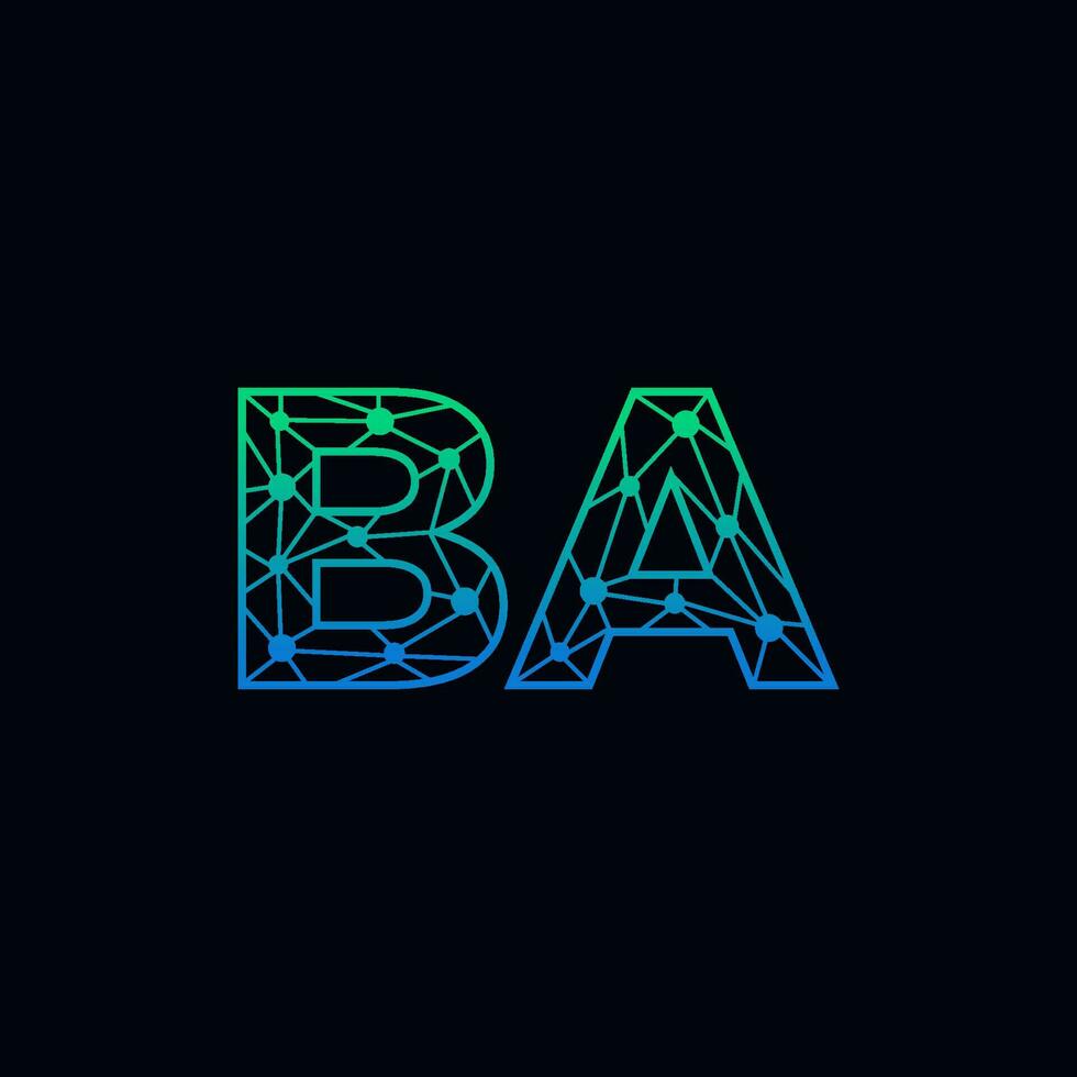 Abstract letter BA logo design with line dot connection for technology and digital business company. vector