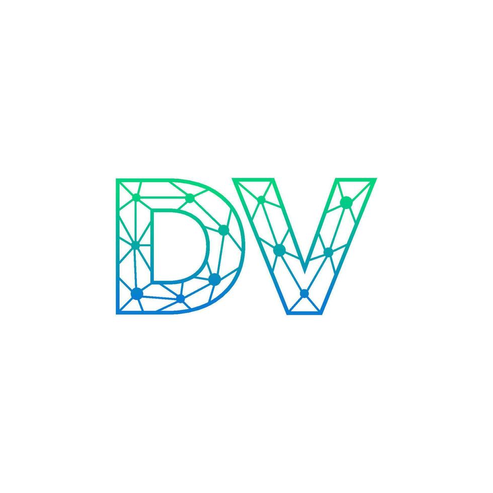 Abstract letter DV logo design with line dot connection for technology and digital business company. vector