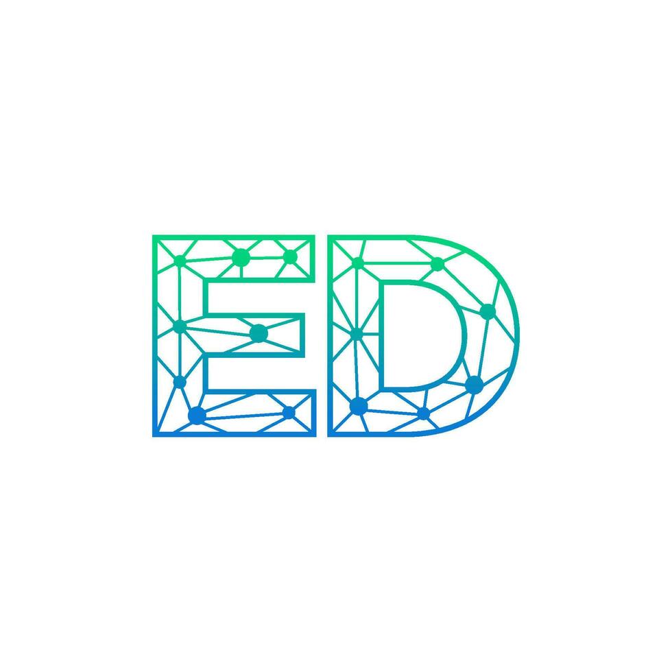 Abstract letter ED logo design with line dot connection for technology and digital business company. vector