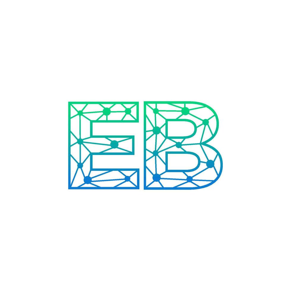 Abstract letter EB logo design with line dot connection for technology and digital business company. vector