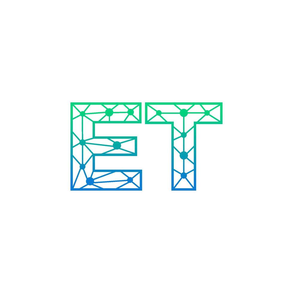 Abstract letter ET logo design with line dot connection for technology and digital business company. vector