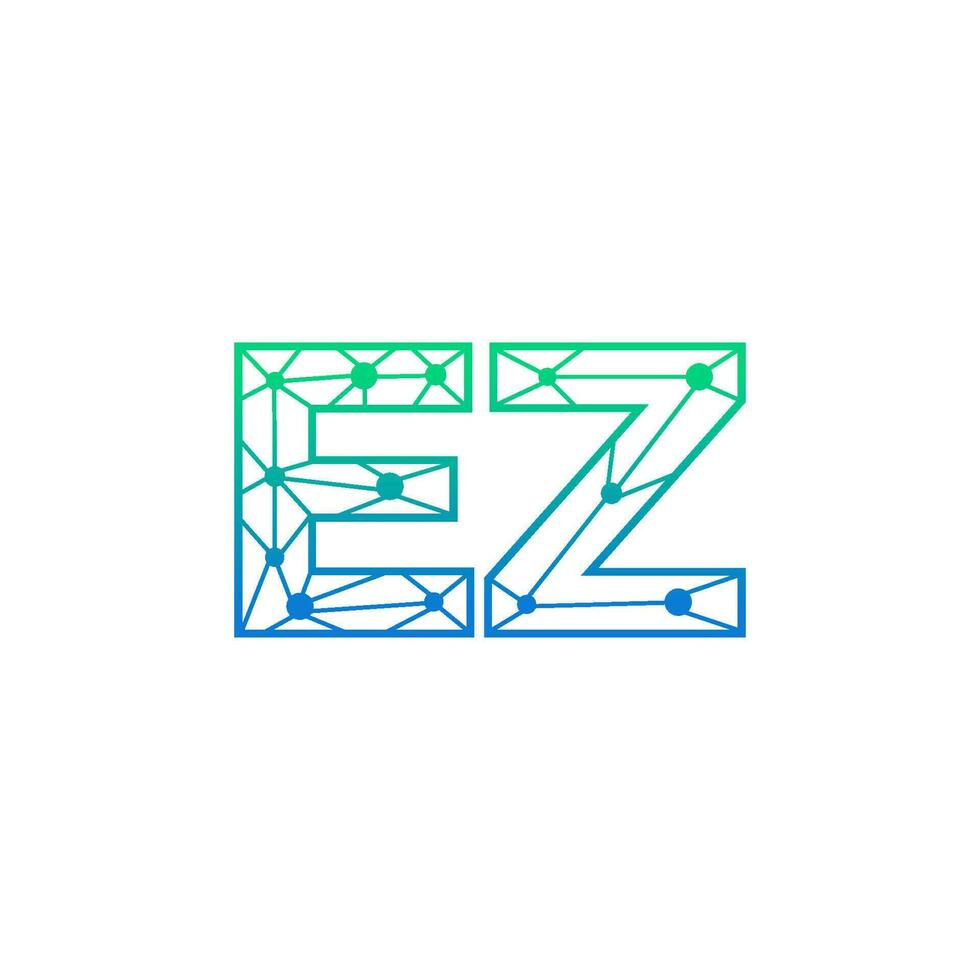 Abstract letter EZ logo design with line dot connection for technology and digital business company. vector