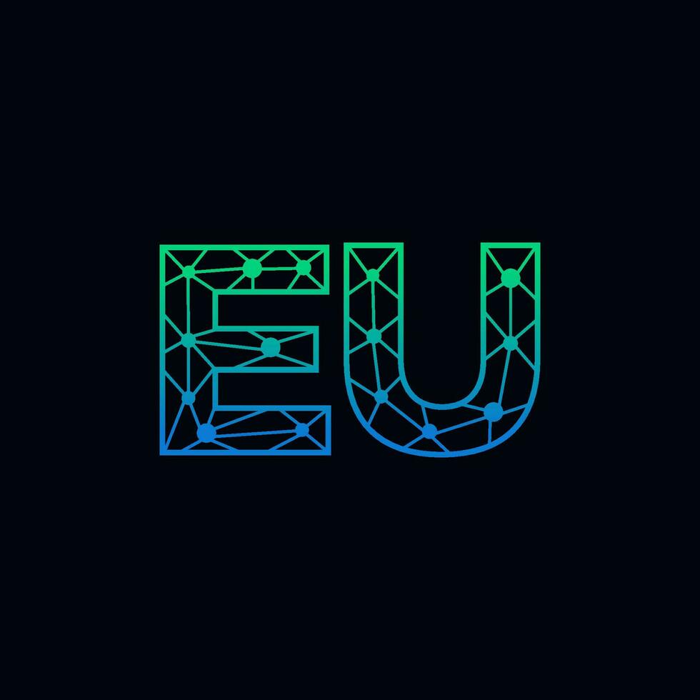 Abstract letter EU logo design with line dot connection for technology and digital business company. vector