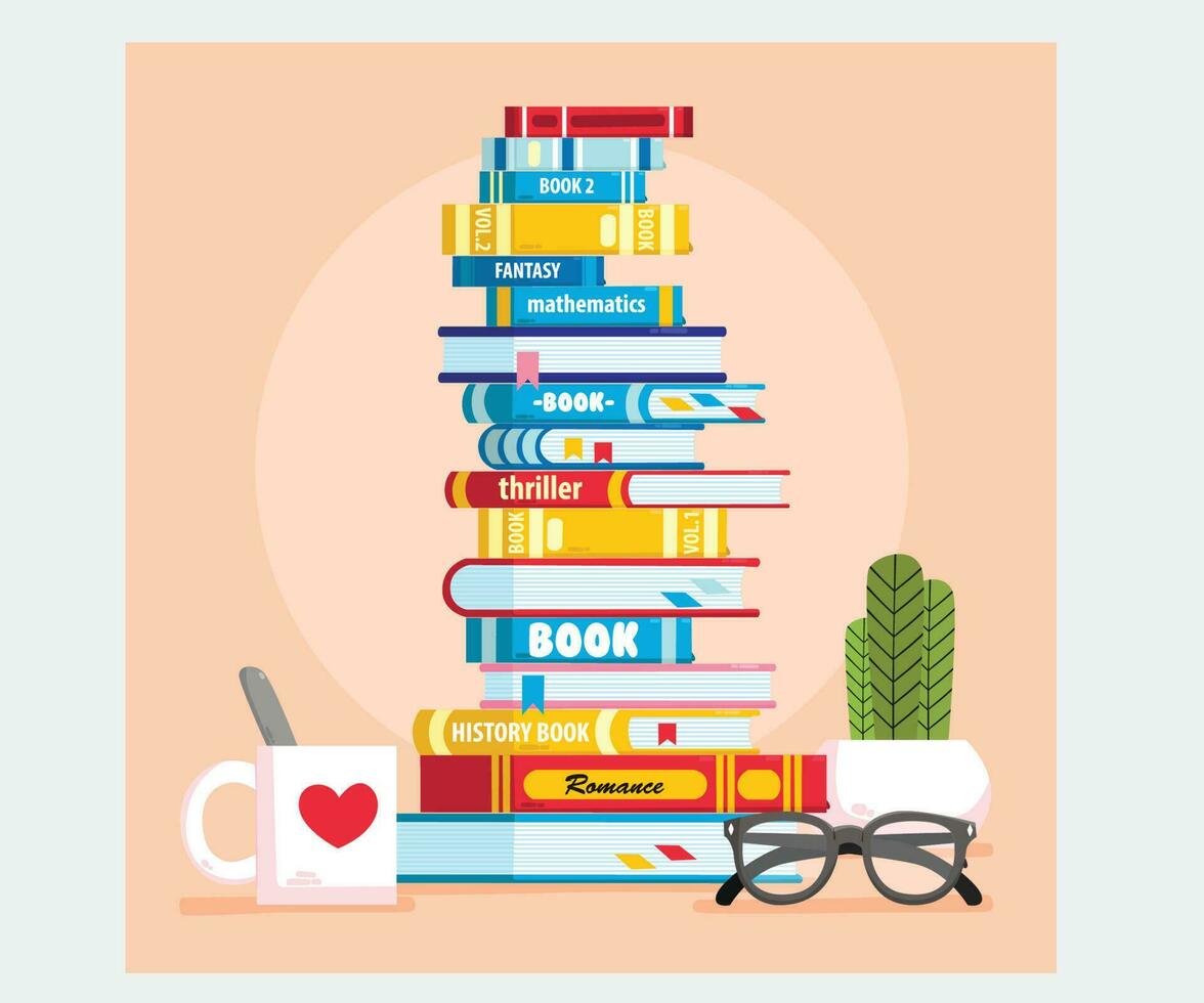 Hand Drawn Stack Book Illustration vector