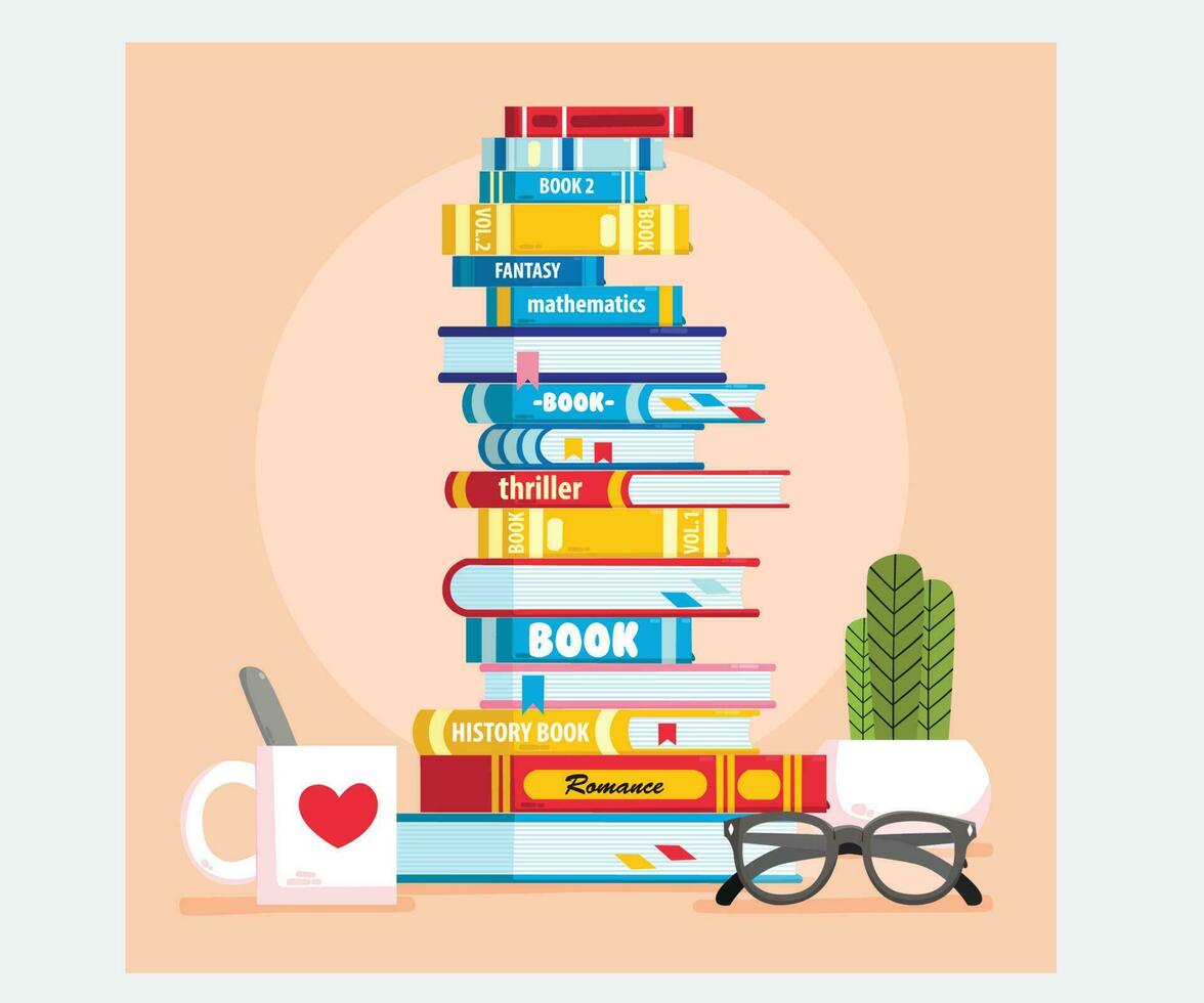 Hand Drawn Stack Book Illustration vector