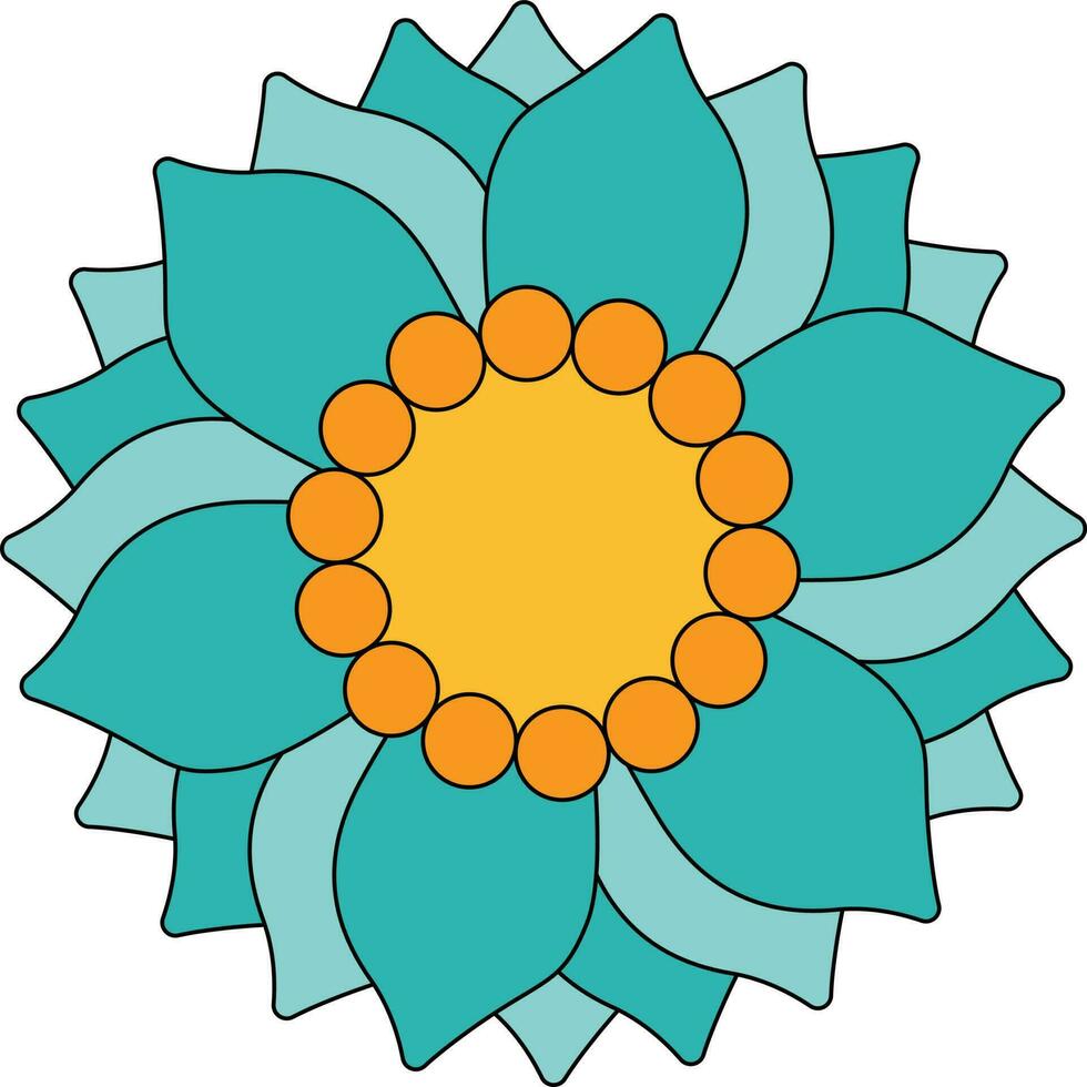 Yellow and Turquoise Retro Flower Element vector