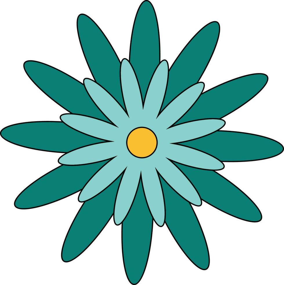 Yellow and Turquoise Retro Flower Element vector