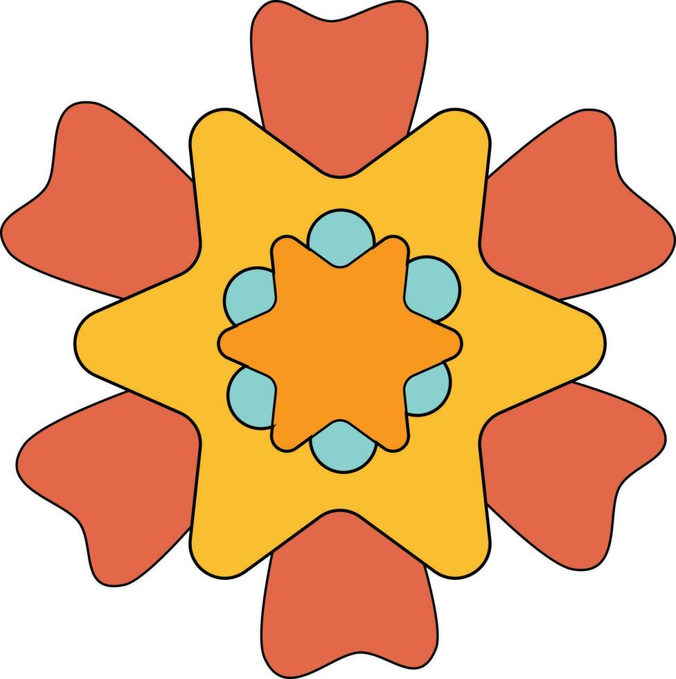 amarillo y turquesa retro flor elemento vector