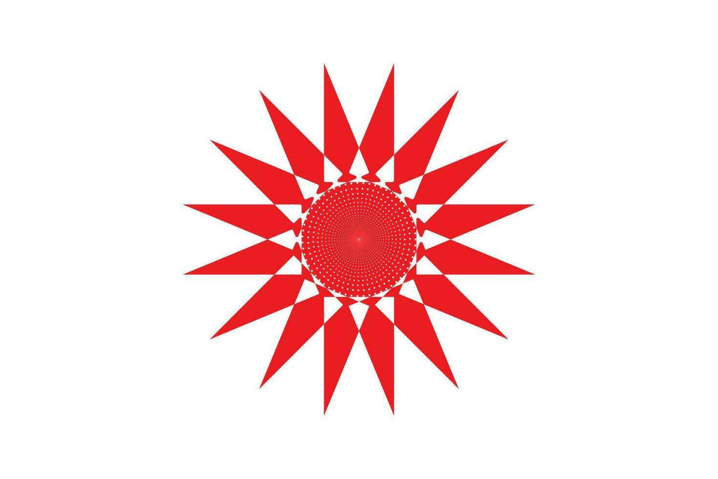 Ethnic ornament, red color doodle symmetry texture.  Sun icon sign symbol design. Sun sign symbol icon vector illustration