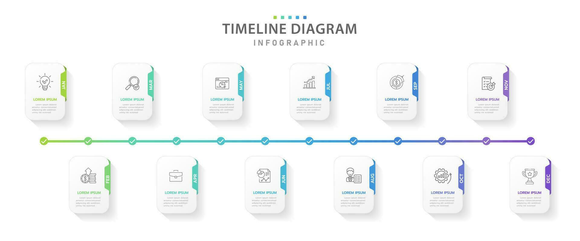 Infographic template for business. 12 Months modern Timeline diagram calendar with gantt chart, presentation vector infographic.