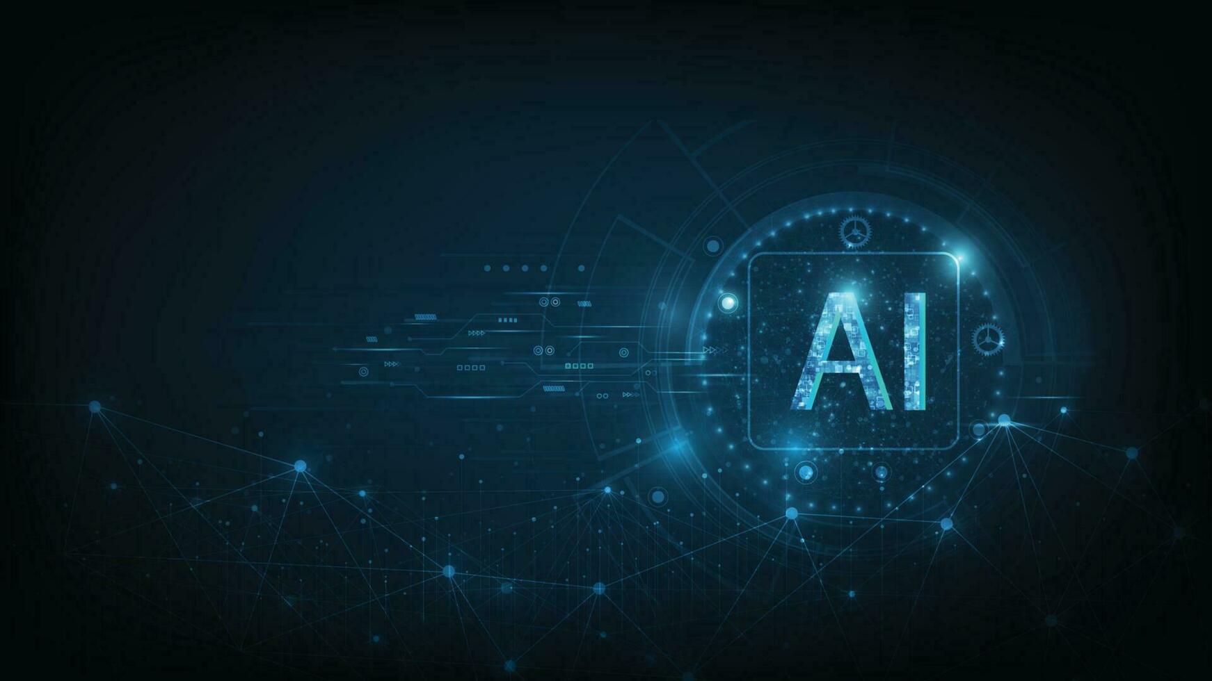 AI Artificial intelligence AI and machine learning concept. Abstract futuristic background. Vector illustration