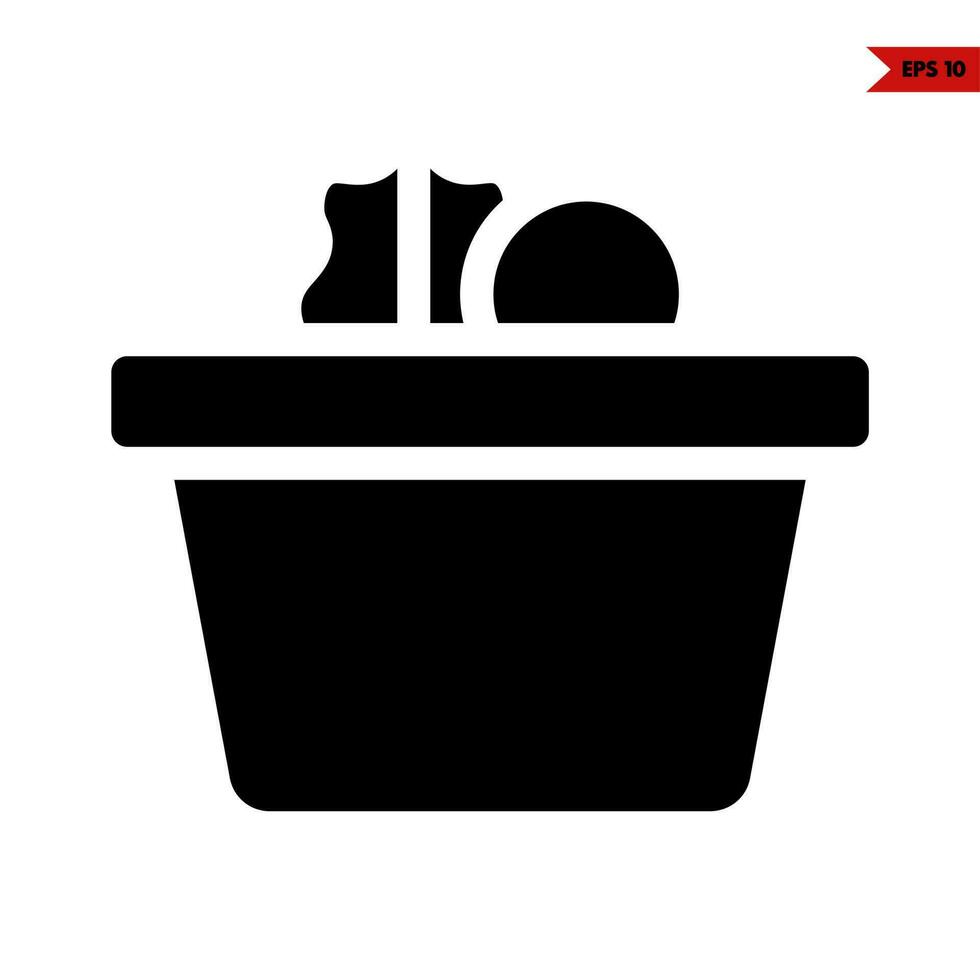food in bucket glyph icon vector
